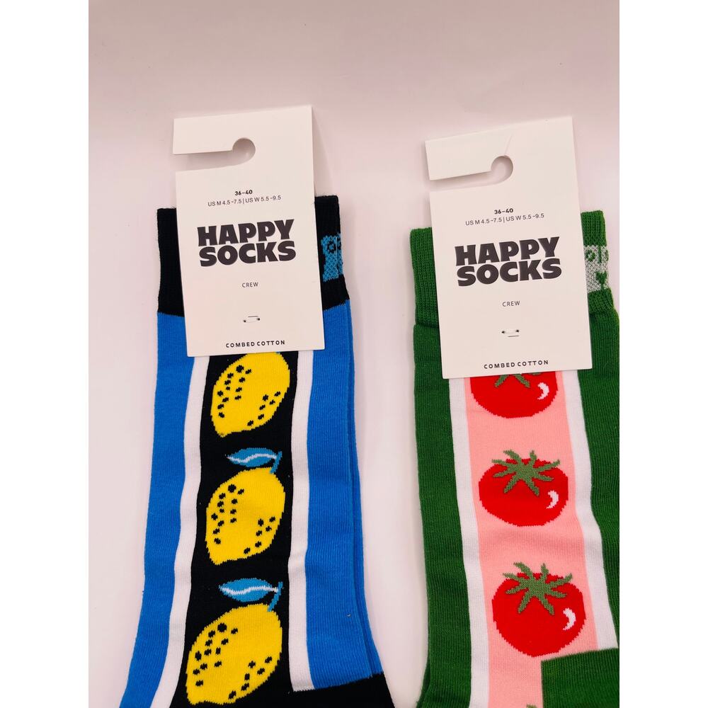 2 Pairs Happy Socks Size Medium Unisex NWT - Picture 3 of 4